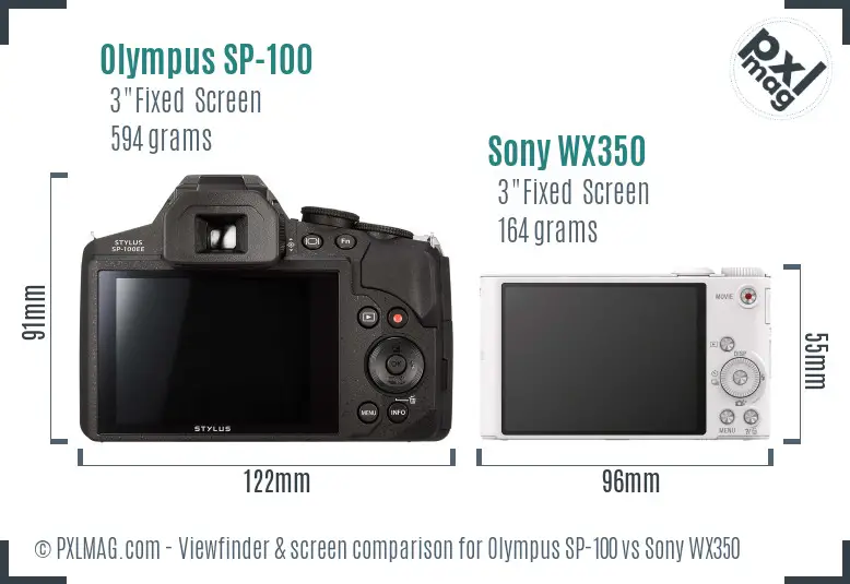 Olympus SP-100 vs Sony WX350 Screen and Viewfinder comparison Olympus SP-100 vs Sony WX350 Screen and Viewfinder comparison