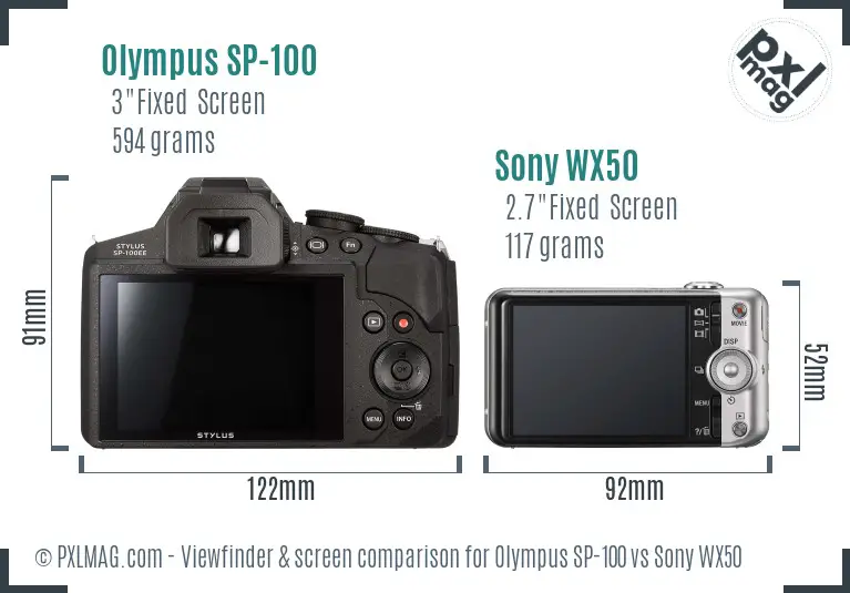 Olympus SP-100 vs Sony WX50 Screen and Viewfinder comparison Olympus SP-100 vs Sony WX50 Screen and Viewfinder comparison