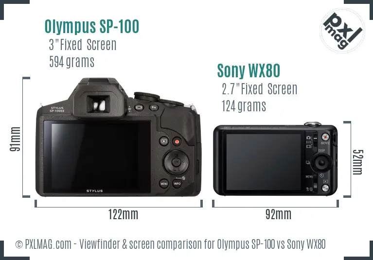 Olympus SP-100 vs Sony WX80 Screen and Viewfinder comparison Olympus SP-100 vs Sony WX80 Screen and Viewfinder comparison