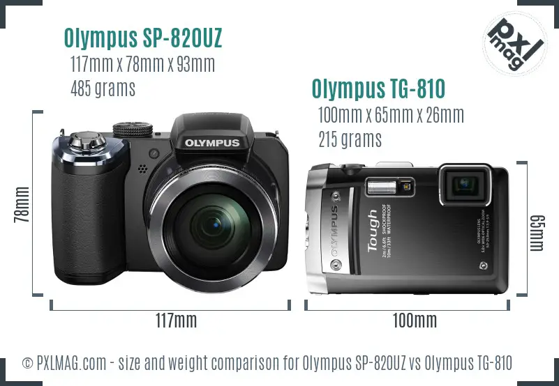 Olympus SP-820UZ vs Olympus TG-810 size comparison
