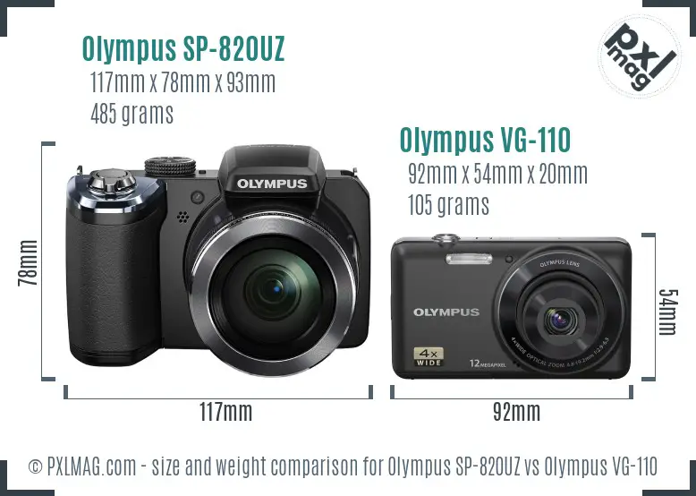 Olympus SP-820UZ vs Olympus VG-110 size comparison