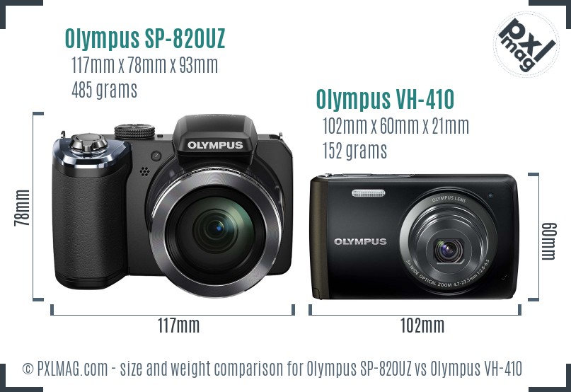 Olympus SP-820UZ vs Olympus VH-410 size comparison