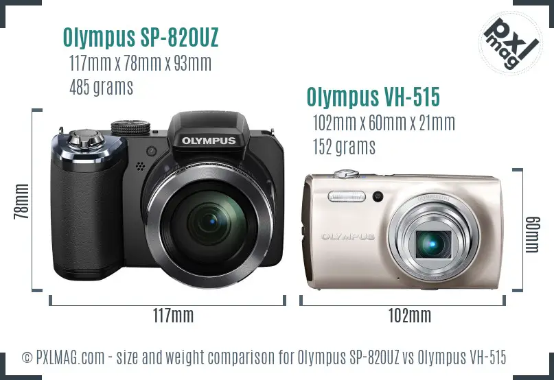 Olympus SP-820UZ vs Olympus VH-515 size comparison