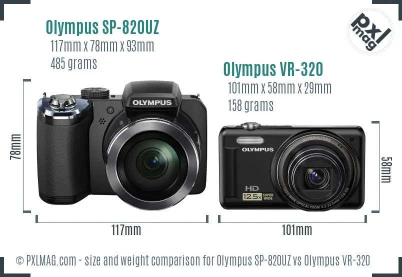 Olympus SP-820UZ vs Olympus VR-320 size comparison