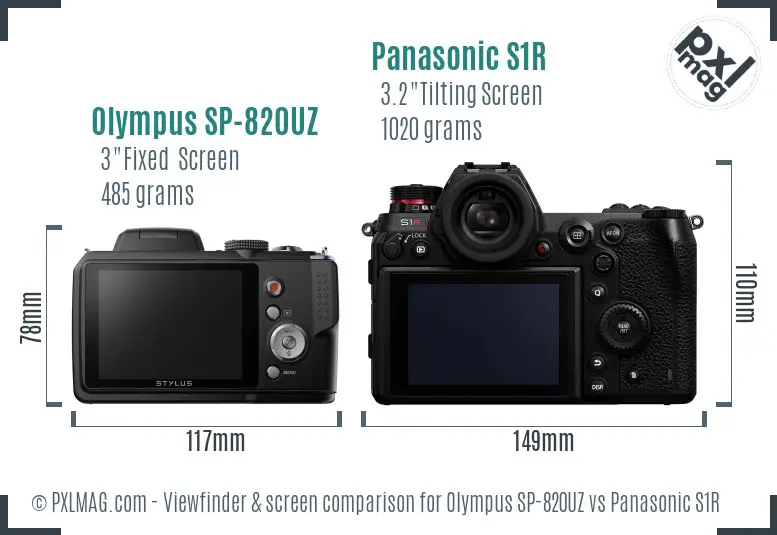 Olympus SP-820UZ vs Panasonic S1R Screen and Viewfinder comparison