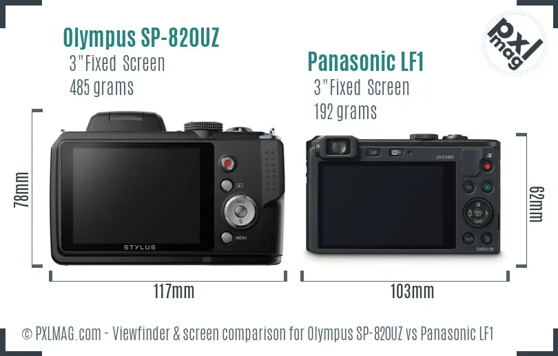 Olympus SP-820UZ vs Panasonic LF1 Screen and Viewfinder comparison