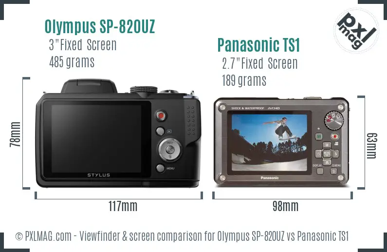 Olympus SP-820UZ vs Panasonic TS1 Screen and Viewfinder comparison