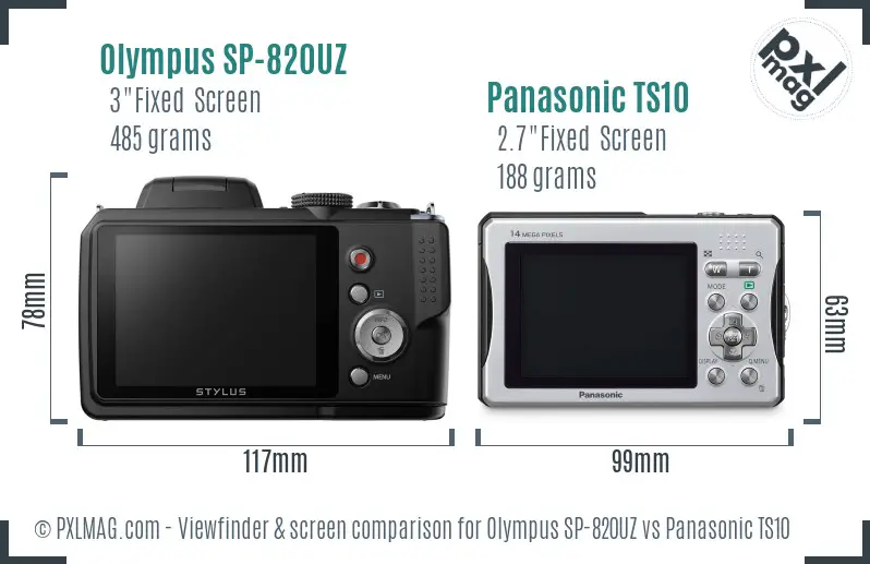 Olympus SP-820UZ vs Panasonic TS10 Screen and Viewfinder comparison