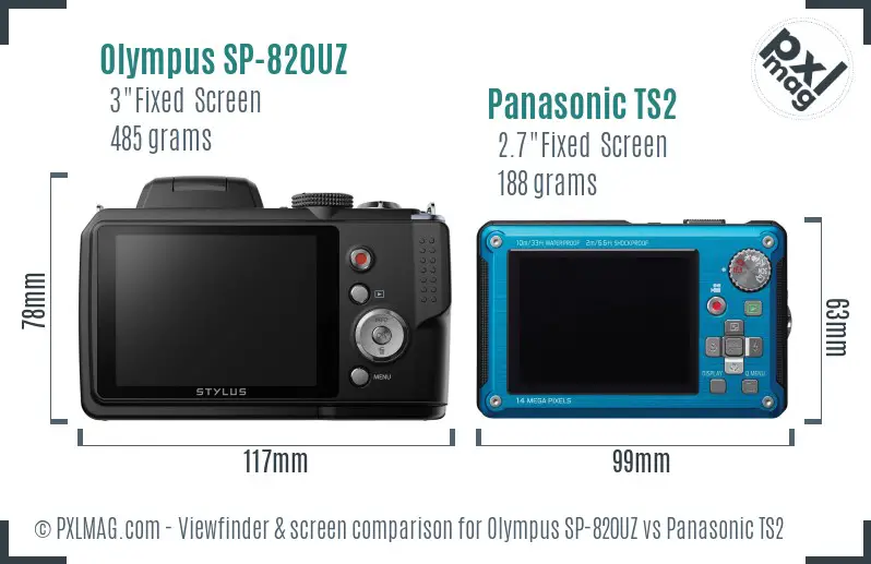 Olympus SP-820UZ vs Panasonic TS2 Screen and Viewfinder comparison