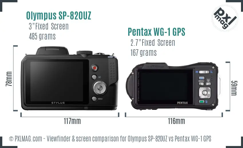 Olympus SP-820UZ vs Pentax WG-1 GPS Screen and Viewfinder comparison