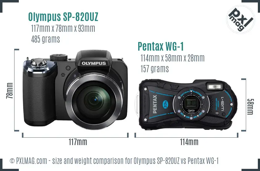 Olympus SP-820UZ vs Pentax WG-1 size comparison