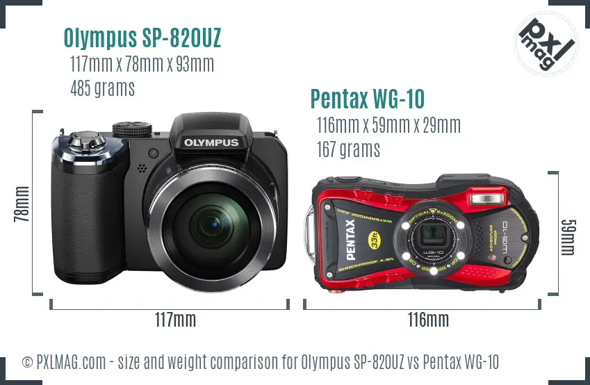 Olympus SP-820UZ vs Pentax WG-10 size comparison Olympus SP-820UZ vs Pentax WG-10 size comparison