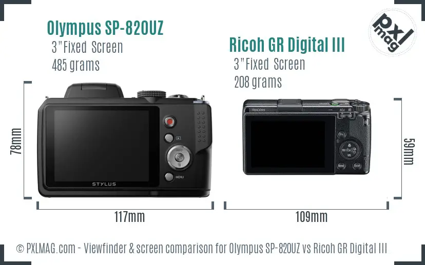 Olympus SP-820UZ vs Ricoh GR Digital III Screen and Viewfinder comparison Olympus SP-820UZ vs Ricoh GR Digital III Screen and Viewfinder comparison