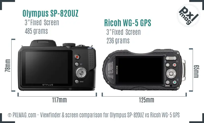 Olympus SP-820UZ vs Ricoh WG-5 GPS Screen and Viewfinder comparison Olympus SP-820UZ vs Ricoh WG-5 GPS Screen and Viewfinder comparison