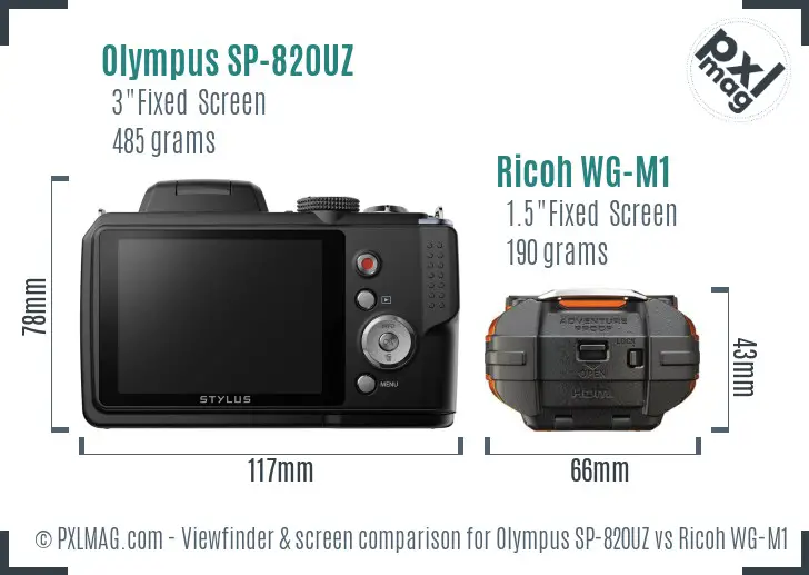 Olympus SP-820UZ vs Ricoh WG-M1 Screen and Viewfinder comparison