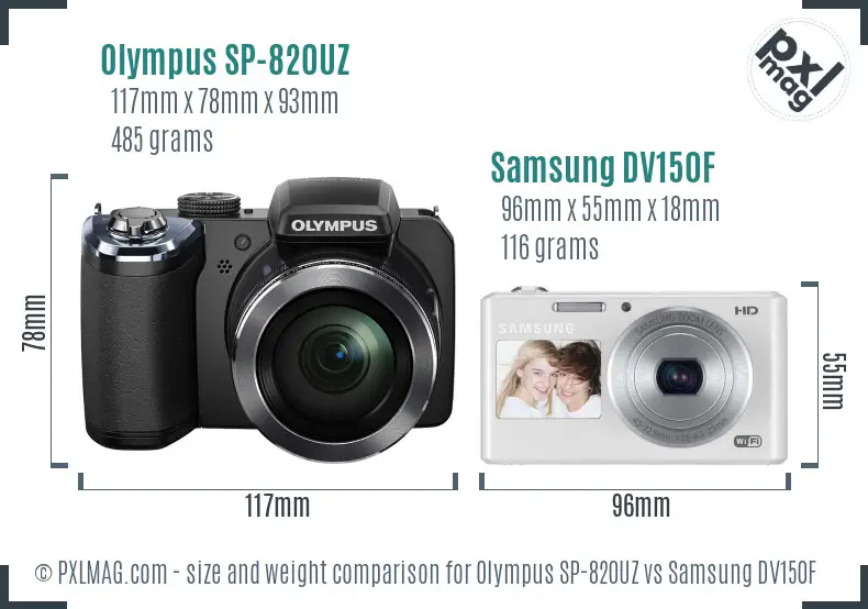 Olympus SP-820UZ vs Samsung DV150F size comparison Olympus SP-820UZ vs Samsung DV150F size comparison