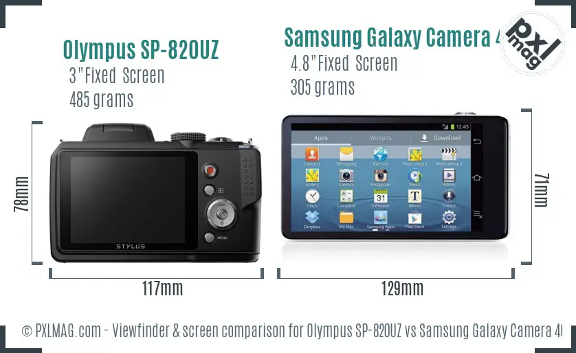 Olympus SP-820UZ vs Samsung Galaxy Camera 4G Screen and Viewfinder comparison Olympus SP-820UZ vs Samsung Galaxy Camera 4G Screen and Viewfinder comparison