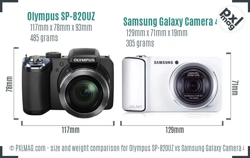 Olympus SP-820UZ vs Samsung Galaxy Camera 4G size comparison Olympus SP-820UZ vs Samsung Galaxy Camera 4G size comparison
