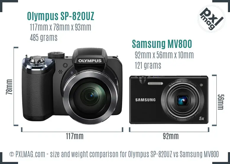 Olympus SP-820UZ vs Samsung MV800 size comparison Olympus SP-820UZ vs Samsung MV800 size comparison