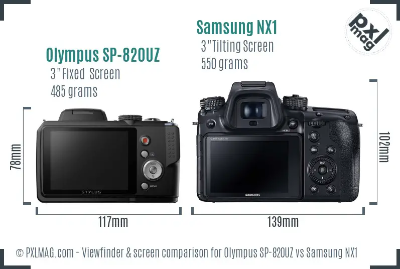 Olympus SP-820UZ vs Samsung NX1 Screen and Viewfinder comparison