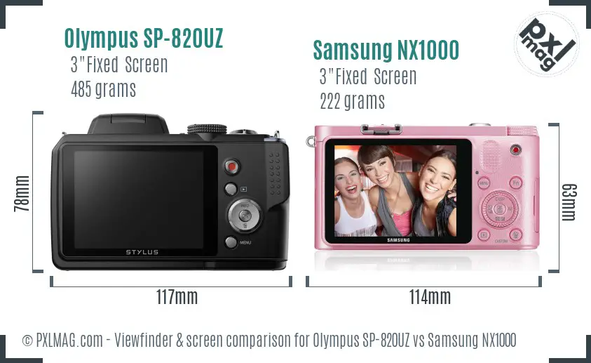 Olympus SP-820UZ vs Samsung NX1000 Screen and Viewfinder comparison Olympus SP-820UZ vs Samsung NX1000 Screen and Viewfinder comparison