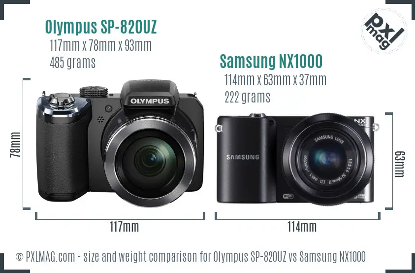Olympus SP-820UZ vs Samsung NX1000 size comparison Olympus SP-820UZ vs Samsung NX1000 size comparison
