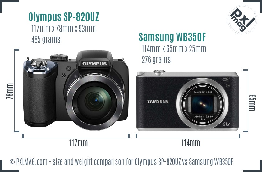 Olympus SP-820UZ vs Samsung WB350F size comparison Olympus SP-820UZ vs Samsung WB350F size comparison