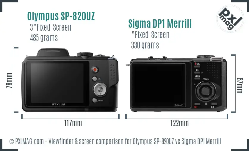 Olympus SP-820UZ vs Sigma DP1 Merrill Screen and Viewfinder comparison