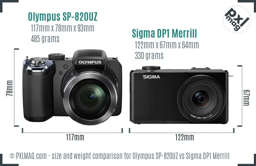 Olympus SP-820UZ vs Sigma DP1 Merrill size comparison