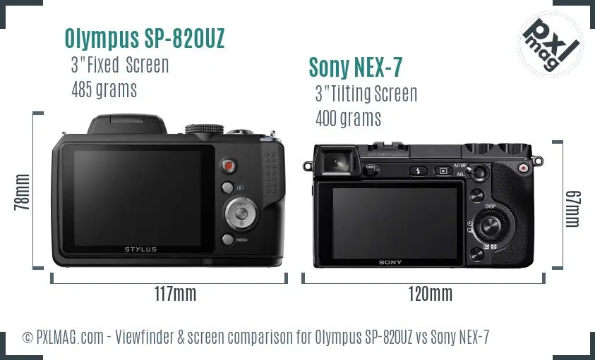 Olympus SP-820UZ vs Sony NEX-7 Screen and Viewfinder comparison Olympus SP-820UZ vs Sony NEX-7 Screen and Viewfinder comparison
