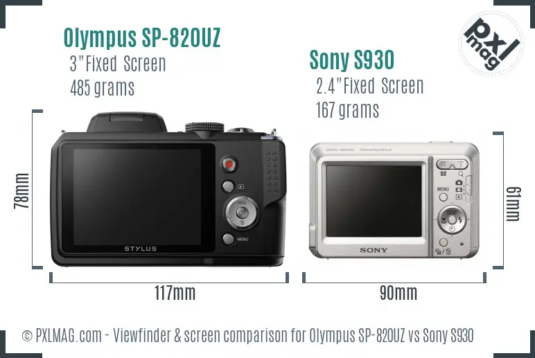 Olympus SP-820UZ vs Sony S930 Screen and Viewfinder comparison Olympus SP-820UZ vs Sony S930 Screen and Viewfinder comparison