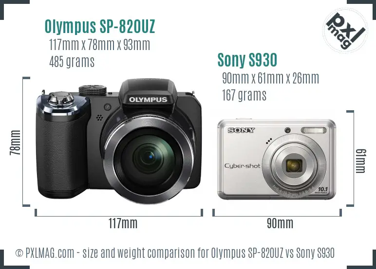 Olympus SP-820UZ vs Sony S930 size comparison Olympus SP-820UZ vs Sony S930 size comparison