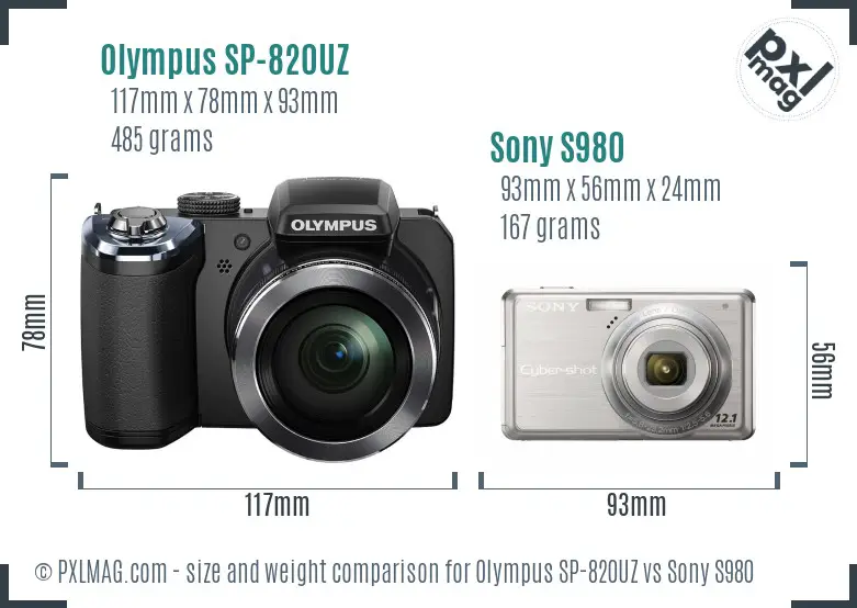 Olympus SP-820UZ vs Sony S980 size comparison Olympus SP-820UZ vs Sony S980 size comparison