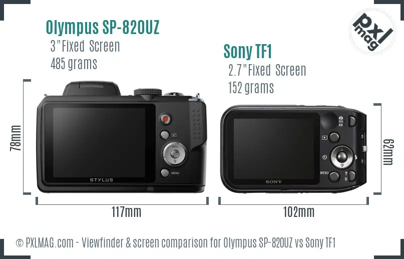 Olympus SP-820UZ vs Sony TF1 Screen and Viewfinder comparison