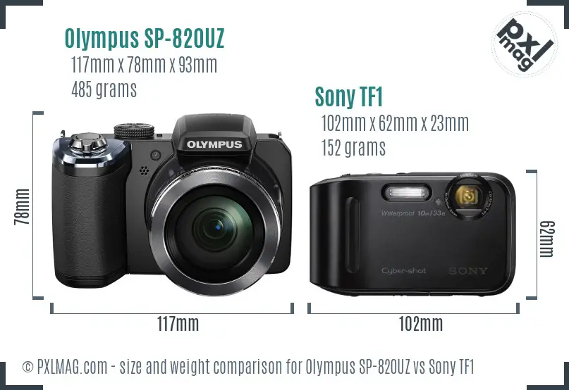 Olympus SP-820UZ vs Sony TF1 size comparison