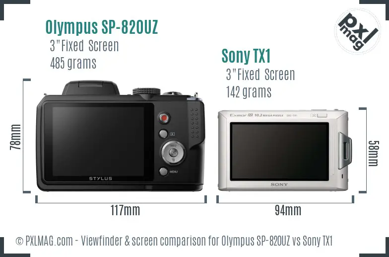 Olympus SP-820UZ vs Sony TX1 Screen and Viewfinder comparison Olympus SP-820UZ vs Sony TX1 Screen and Viewfinder comparison