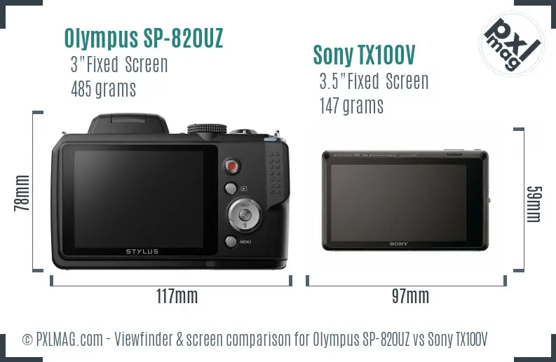 Olympus SP-820UZ vs Sony TX100V Screen and Viewfinder comparison Olympus SP-820UZ vs Sony TX100V Screen and Viewfinder comparison