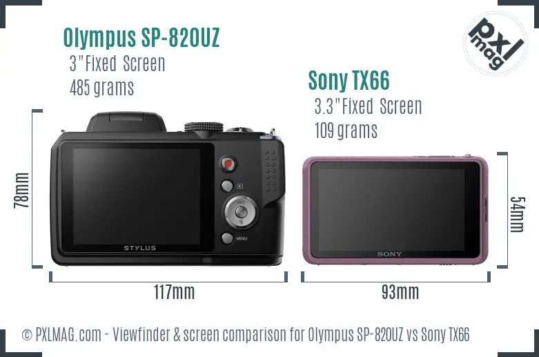 Olympus SP-820UZ vs Sony TX66 Screen and Viewfinder comparison Olympus SP-820UZ vs Sony TX66 Screen and Viewfinder comparison