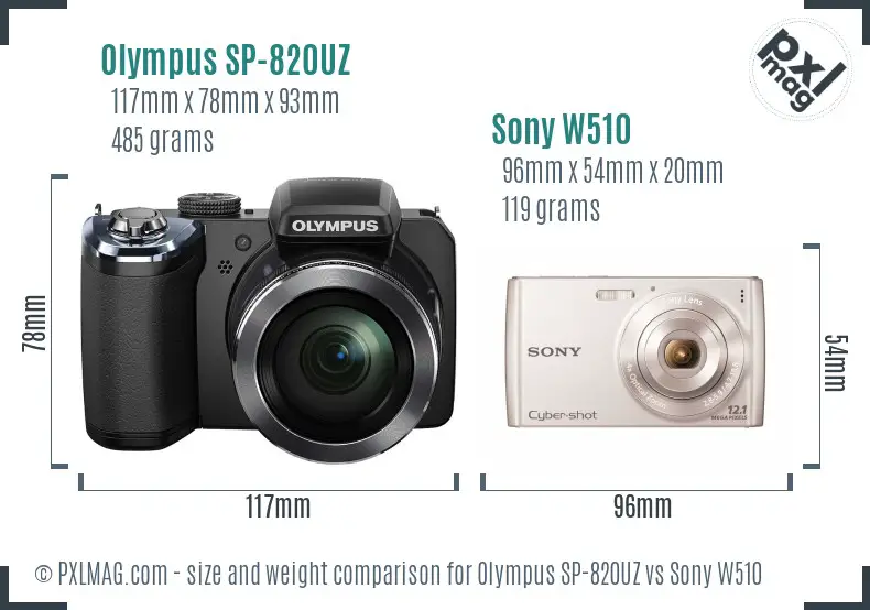Olympus SP-820UZ vs Sony W510 size comparison Olympus SP-820UZ vs Sony W510 size comparison