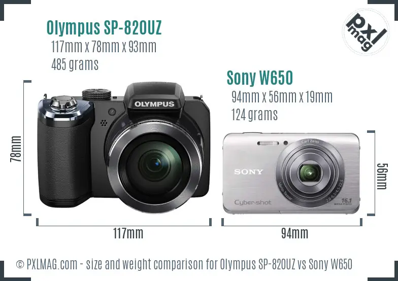 Olympus SP-820UZ vs Sony W650 size comparison Olympus SP-820UZ vs Sony W650 size comparison