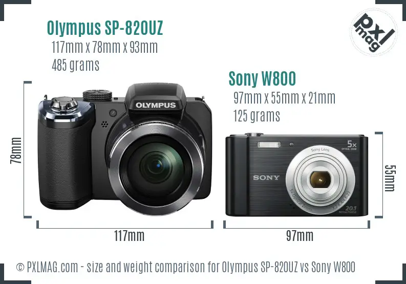 Olympus SP-820UZ vs Sony W800 size comparison