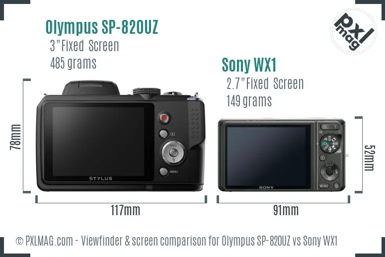 Olympus SP-820UZ vs Sony WX1 Screen and Viewfinder comparison Olympus SP-820UZ vs Sony WX1 Screen and Viewfinder comparison