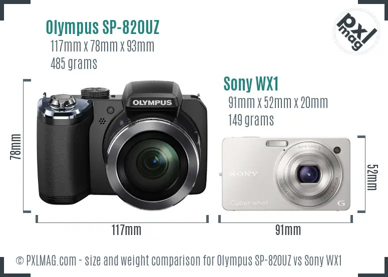 Olympus SP-820UZ vs Sony WX1 size comparison Olympus SP-820UZ vs Sony WX1 size comparison