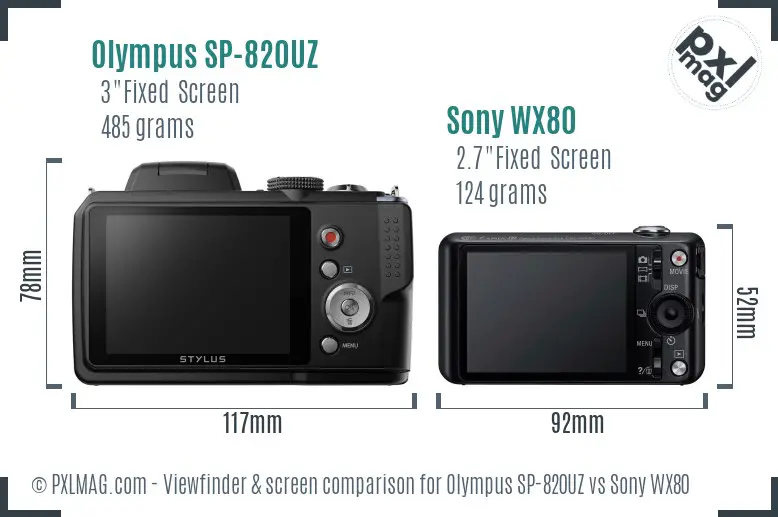 Olympus SP-820UZ vs Sony WX80 Screen and Viewfinder comparison Olympus SP-820UZ vs Sony WX80 Screen and Viewfinder comparison