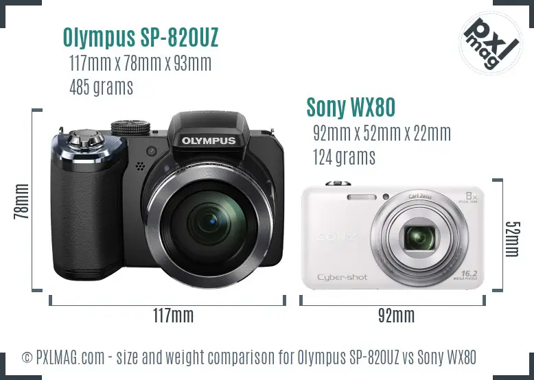 Olympus SP-820UZ vs Sony WX80 size comparison Olympus SP-820UZ vs Sony WX80 size comparison