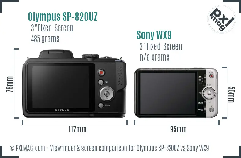 Olympus SP-820UZ vs Sony WX9 Screen and Viewfinder comparison Olympus SP-820UZ vs Sony WX9 Screen and Viewfinder comparison