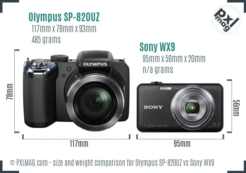 Olympus SP-820UZ vs Sony WX9 size comparison Olympus SP-820UZ vs Sony WX9 size comparison