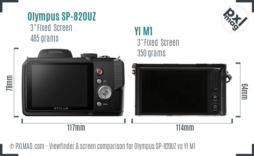 Olympus SP-820UZ vs YI M1 Screen and Viewfinder comparison