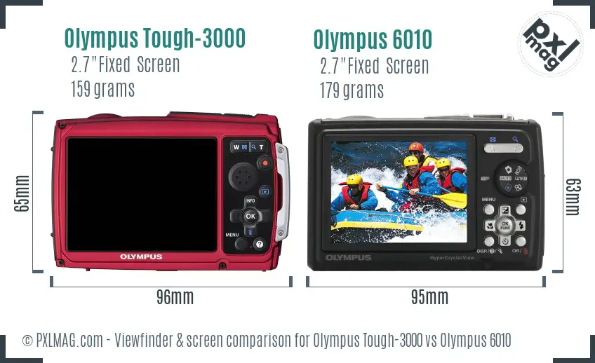 Olympus Tough-3000 vs Olympus 6010 Screen and Viewfinder comparison