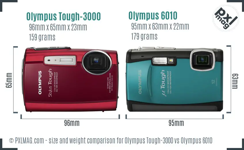 Olympus Tough-3000 vs Olympus 6010 size comparison